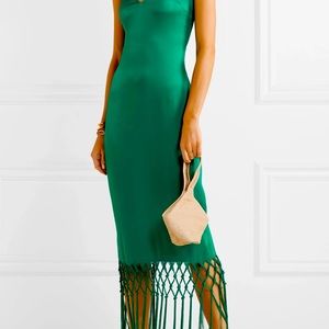 Rachel Zoe green slip dress with finge, size 2 NWT
